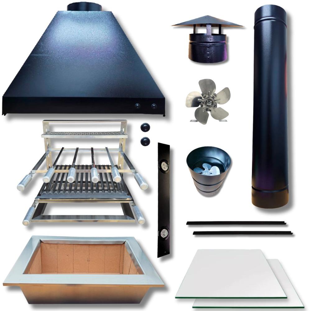 Kit Churrasqueira Gourmet Coifa 80x60 Braseiro50x40argentina
