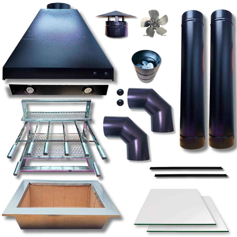 Kit Churrasqueira Coifa Gourmet Grill Curvas Braseiro 50x40