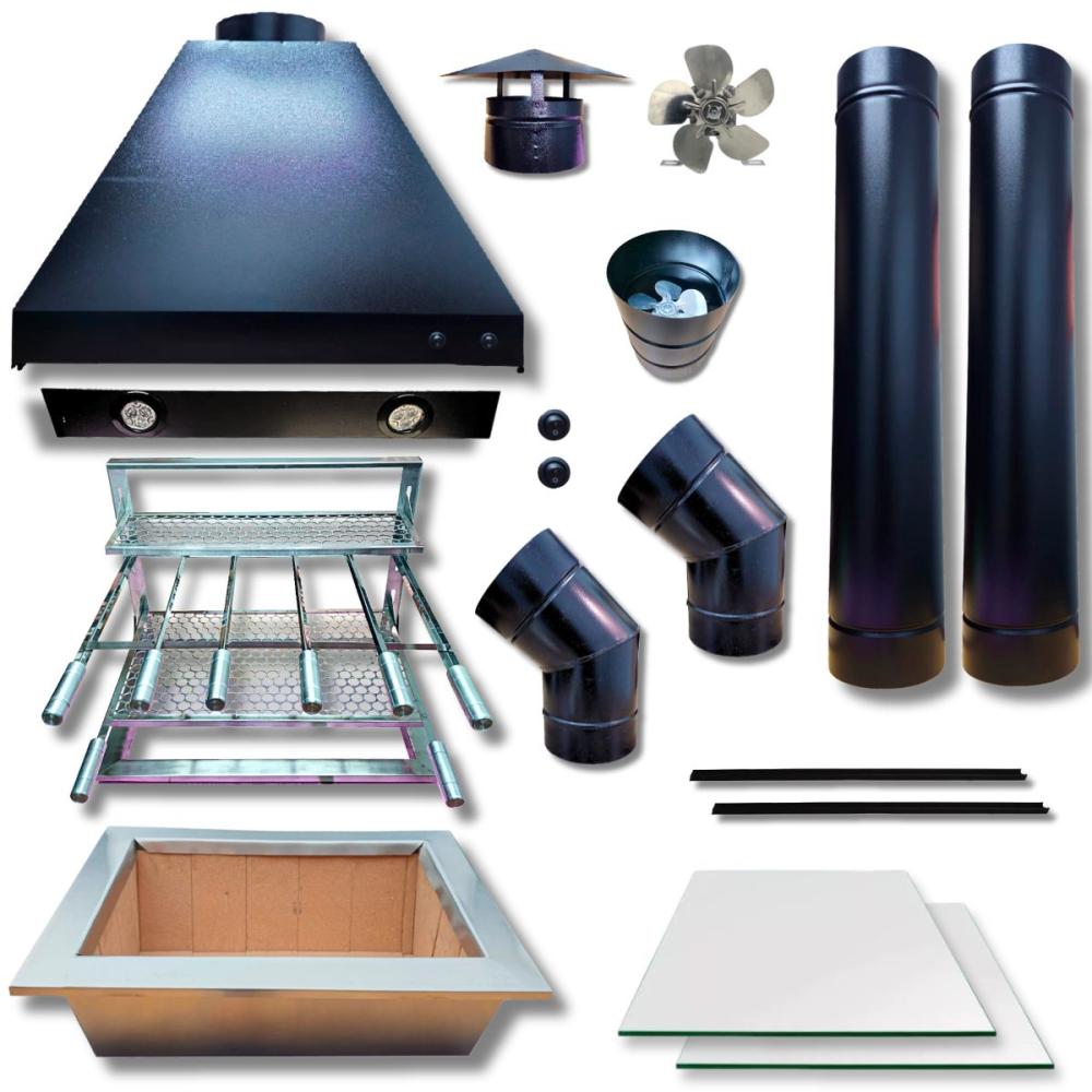 Kit Churrasqueira Coifa Gourmet Grill Curvas Braseiro 50x40