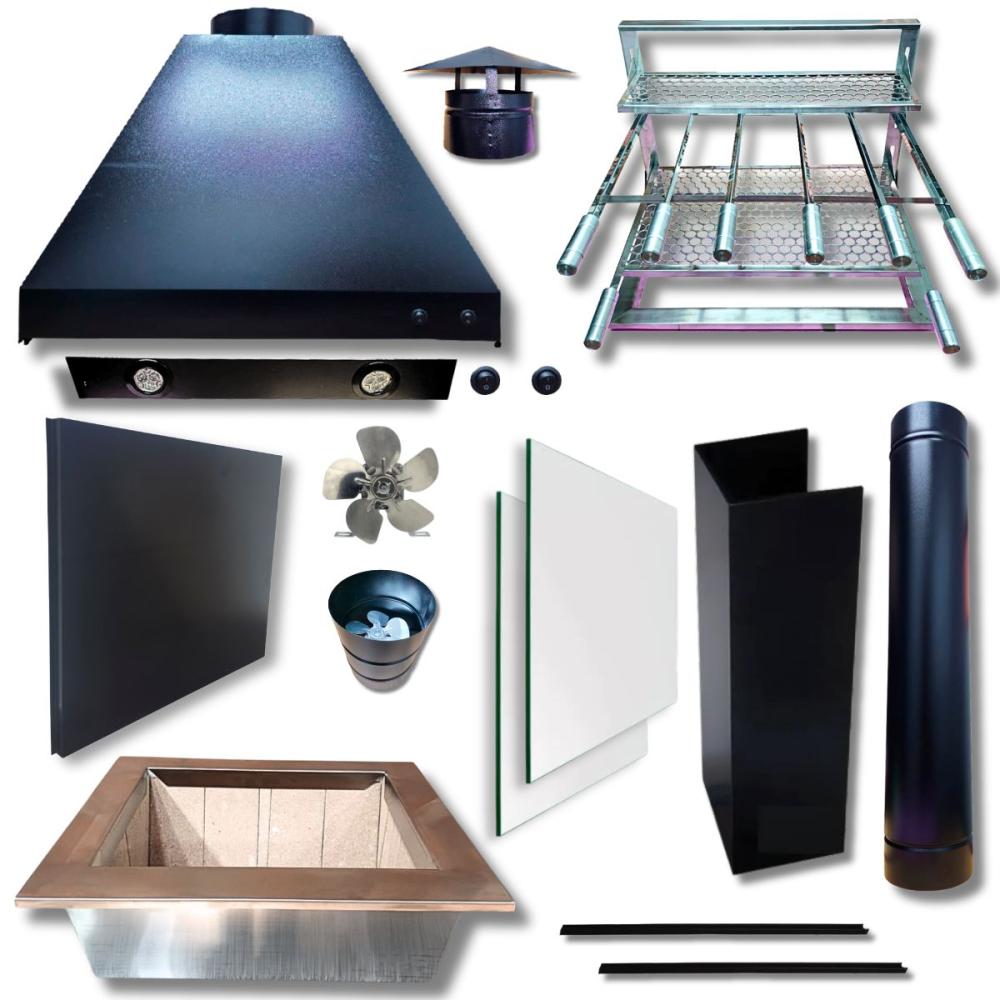 Kit Churrasqueira Gourmet Coifa Braseiro 50x40 Capa + Painel