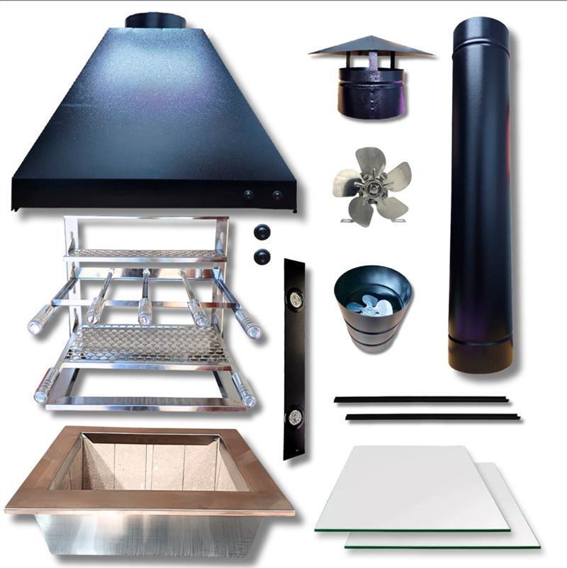 Kit Churrasqueira Coifa Gourmet Grill Espetos Braseiro 35x30 