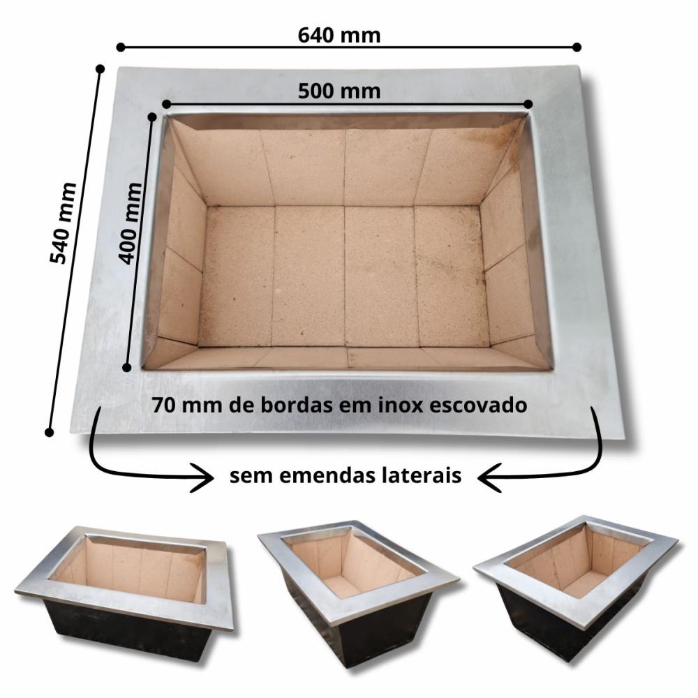 Kit Churrasqueira Coifa Gourmet Grill Curvas Braseiro 50x40