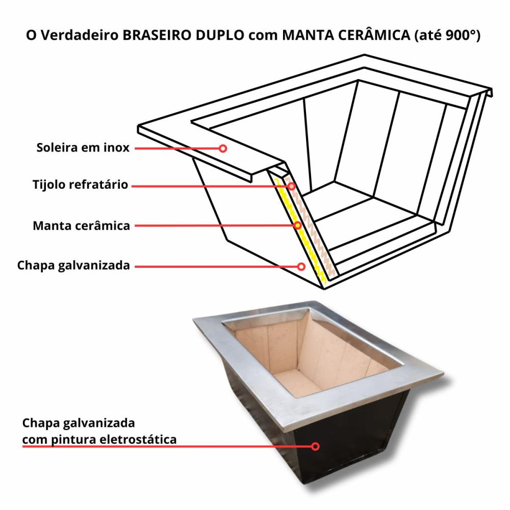 Kit Coifa 1,00 Metro Gourmet Grill Flutuante Inox 1 Tubo