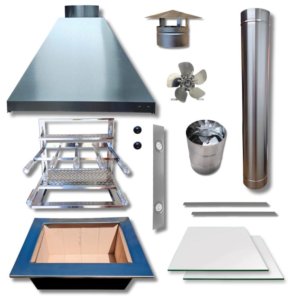 Kit Coifa Inox 1,00 Metro Gourmet Grill Flutuante + 1 Tubo